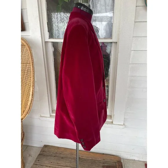 VIntage 1960s Martha Manning Womens Velvet Blazer Burgundy Sz 18 XL - Picture 11 of 13